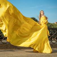 желтое платье Летящее платье фотосессия в городе Калининград