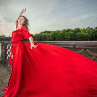 красное платье 2 Летящее платье фотосессия в городе Калининград
