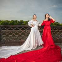 белое и красное платье Летящее платье фотосессия в городе Калининград