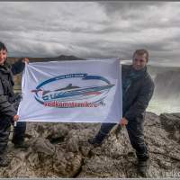 Исландия. Флаг водкомоторного сообщества на Годафосс!