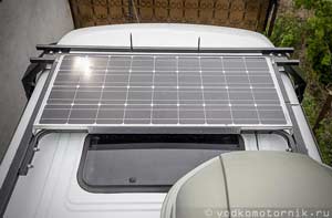 Размещение солнечной панели DOKIO 100Вт на автодоме Соболь 4х4